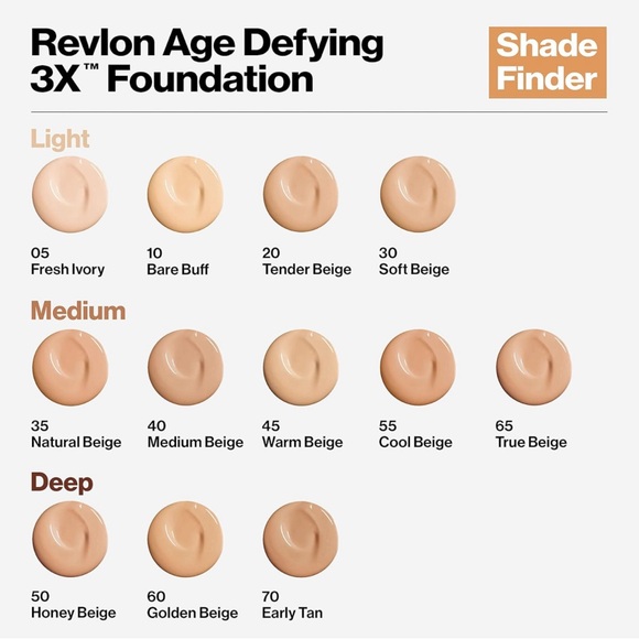 New Revlon Liquid Foundation, Age Defying 3XFace Makeup, Anti-Aging and Firming - Picture 9 of 16